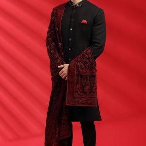Black Matka Silk Indowestern Set
