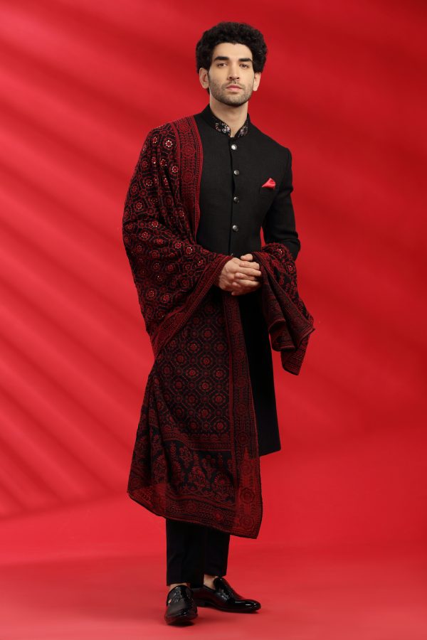 Black Matka Silk Indowestern Set - Image 3