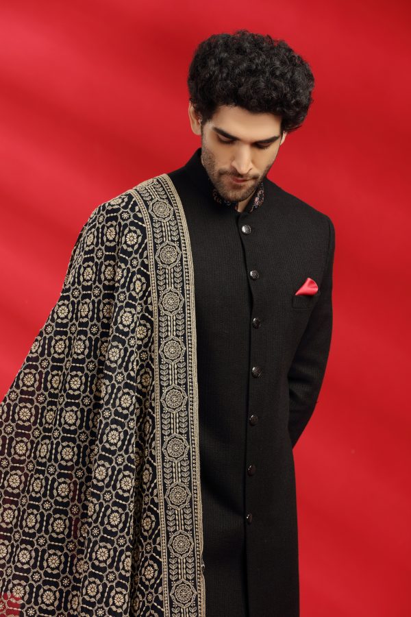 Black Matka Silk Indowestern Set - Image 2