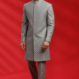 Grey Embroidered Indowestern Set