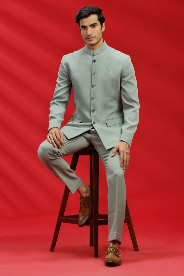Mint Green Boomario Bandhgala Set - Image 2