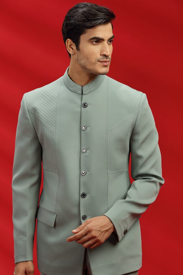 Mint Green Boomario Bandhgala Set - Image 3